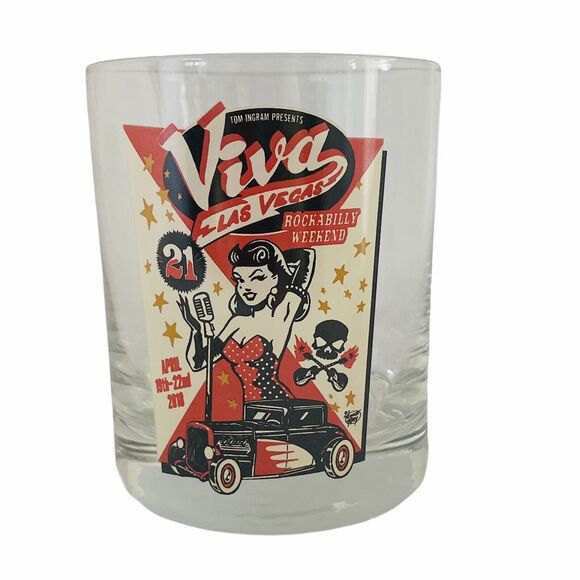 Cocktail Whiskey Glass Tom Ingram Las Vegas Rockabilly Sexy Pin-up Girl Lot of 4 - Picture 2 of 10
